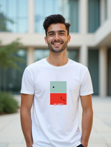 Men's White Casual Regular Printed Half Sleeves Tshirt