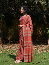 Women's Orange Pure Cotton Saree