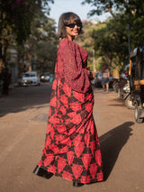 Women's Pink Cotton Viscose Saree