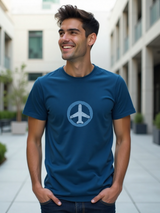 Men's Blue Half Sleeves Graphic Printed Cotton Tshirt