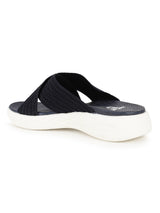 Women's Navy Criss-Cross Fly Knit Comfort Slides