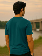 Men's Green Half Sleeves Graphic Printed Cotton Tshirt
