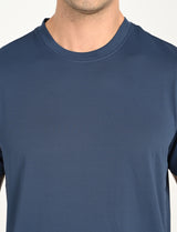 Mens Blue Casual Regular Fit Solid Half Sleeves Tshirt