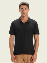 Men's Black Casual Regular Fit Solid Half Sleeves Polo Tshirt