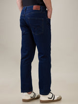 Men's Dark Blue Stretch Straight Fit Jeans