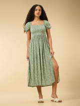 Women's Green Casual A-Line Dress