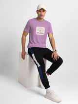 Men's Purple Half Sleeves Graphic Printed Cotton Tshirt