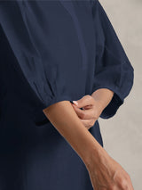 Women's Blue Cotton Blend Short Kurta