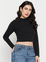 Women's Black Casual Full Sleeve Disney Top