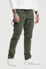 Men's Green Casual Tapered Fit Solid Cargo