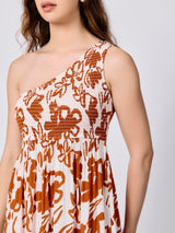 Women's Rust One Shoulder Maxi Dress