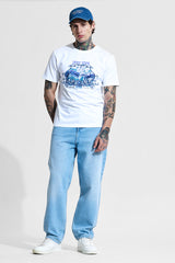 Men's Blue Casual Wide Leg Fit Jeans