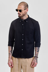 Men's Black Formal Slim Fit Solid Full Sleeves Shirt