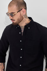 Men's Black Formal Slim Fit Solid Full Sleeves Shirt