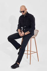 Men's Black Casual Regular Fit Solid Full Sleeves Shirt