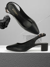 Women's Black Casual Strap Heels