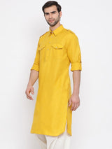 Men's Mustard Festive Ethnic Full Sleeves Kurta