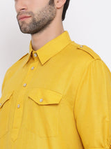 Men's Mustard Festive Ethnic Full Sleeves Kurta