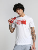 Mens White Sports Regular Half Sleeves Tshirt