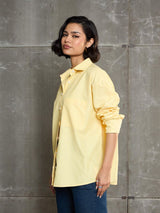 Women's Yellow & White Striped Oversized Shirt
