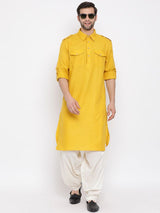 Men's Mustard Festive Ethnic Full Sleeves Kurta
