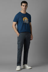 Men's Grey Casual Solid Tapered Fit Trouser