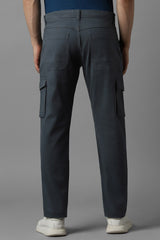 Men's Grey Casual Solid Tapered Fit Trouser
