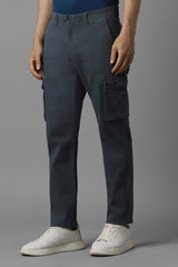 Men's Grey Casual Solid Tapered Fit Trouser