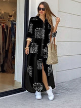 Women's Black Casual Relaxed Fit Printed Dress