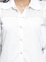 Women's White Party Wear A-line Dress