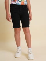 Boys Black Casual Regular Fit Shorts