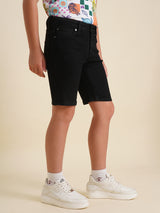 Boys Black Casual Regular Fit Shorts