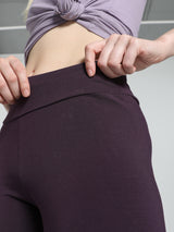 Womens Purple Solid Ankle Length Legging