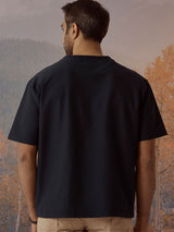 Men's Blue Casual Relaxed Fit Solid Half Sleeves Tshirt