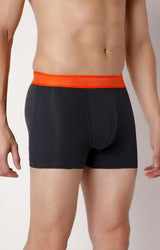 Men's Dark Grey Orange Mid-Rise Solid Trunk