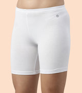 Women's White Training Slim Fit Solid Shorts