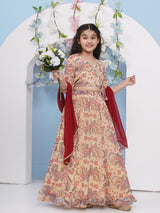Girls Printed Ready to Wear Lehenga and Blouse with Dupatta