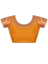 Women's Satin Silk Blue Embellished Designer Saree with Blouse Piece