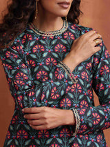 Women's Black Casual Printed Co-ords Set