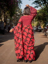 Women's Pink Cotton Viscose Saree