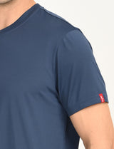 Mens Blue Casual Regular Fit Solid Half Sleeves Tshirt