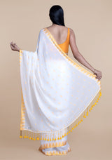 Women's White Mul Cotton Modal Saree