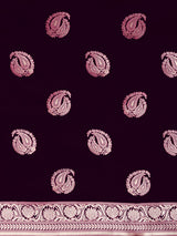 Women's Silk Blend Purple Woven Design Celebrity Saree With Blouse Piece