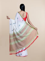 Women's White Pure Cotton Saree
