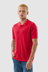Men's Red Casual Slim Fit Shirt