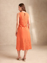 Women's Orange Party A-Line Dress
