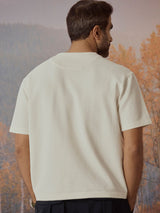 Men's White Casual Relaxed Fit Solid Half Sleeves Tshirt