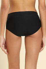 Women's Black Solid Elasticated Mid Rise Panty