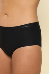 Women's Black Solid Elasticated Mid Rise Panty