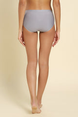 Women's Silver Solid Elasticated Mid Rise Panty